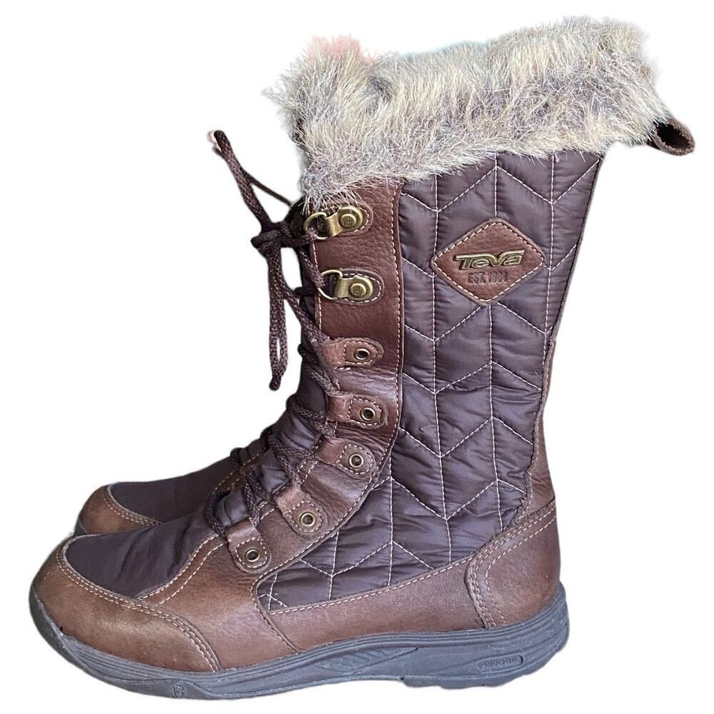 Teva Lenawee Waterproof Thinsulate Faux Fur Winter Snow Boots  Womens 5.5 Brown